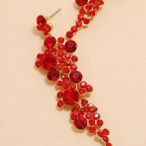 Shein Red Rhinestone Drop Earrings
